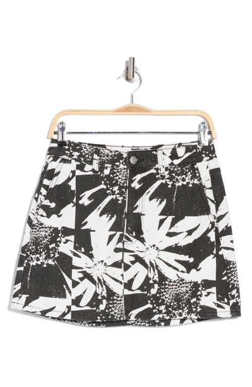 Shop Obey Magnified Flower Denim Miniskirt In Black Multi