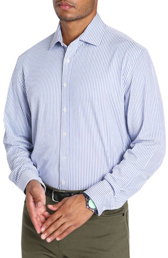 Shop Jachs Stripe Button-up Shirt In Blue Stripe