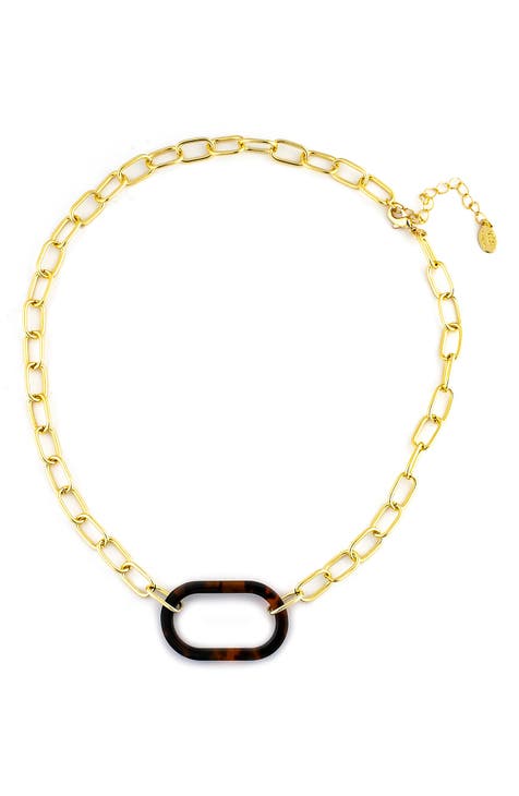 18K Gold Clad Resin Link Chain Necklace