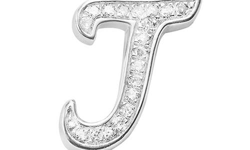 Shop Monica Vinader Alphabet Diamond Pavé Pendant Charm In Silver/diamond- J