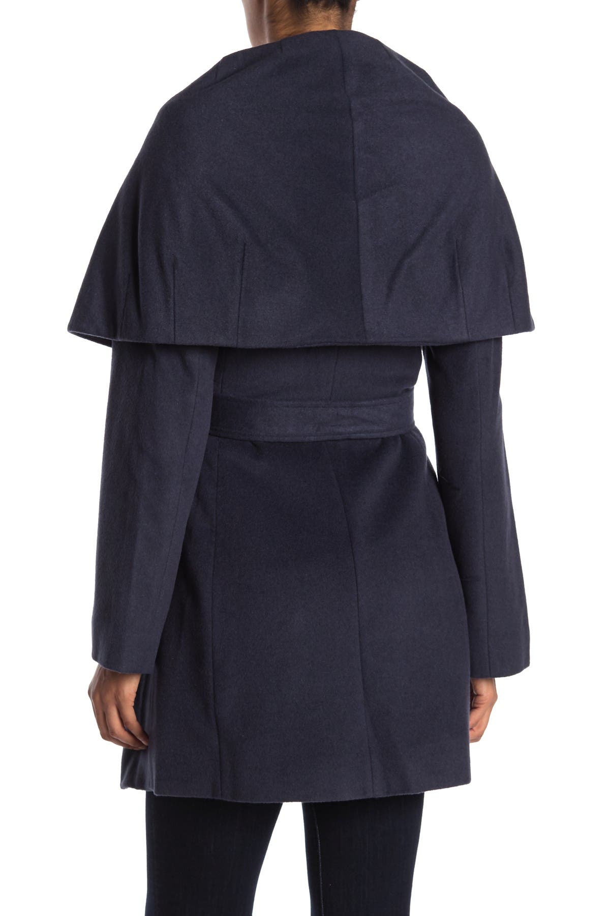 tahari blue wrap coat