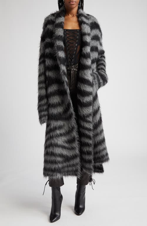 Zebra Merino Wool Cardigan in Charcoal/Black