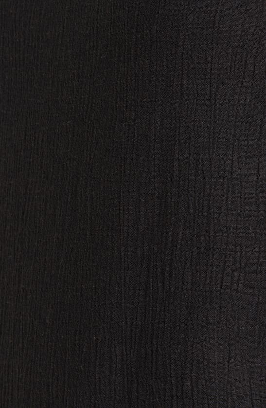 Shop Topshop Textured Cotton & Linen Blend Slipdress In Black
