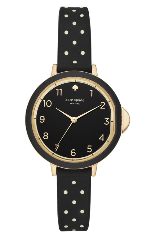 Kate Spade Park Row Silicone Strap Watch, 34mm In Black/gold