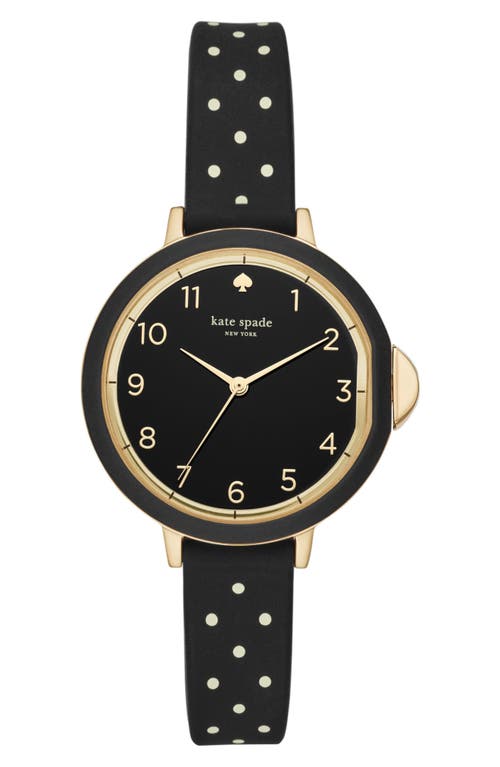 Shop Kate Spade New York Park Row Silicone Strap Watch, 34mm In Black/gold