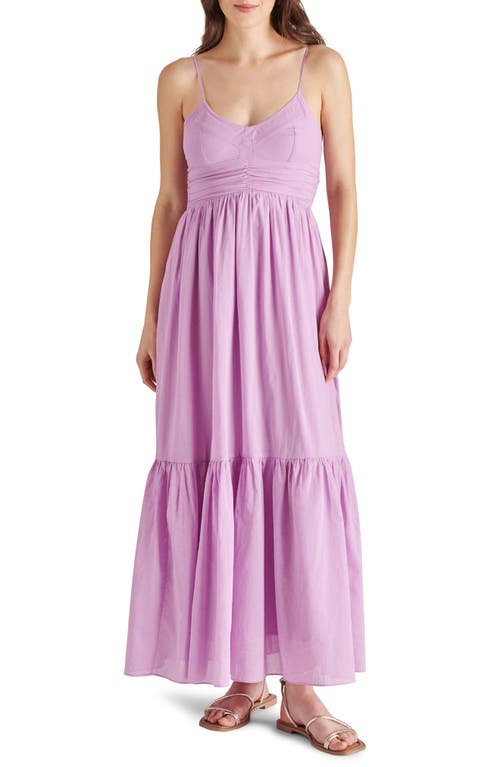 Ophra Ruffle Hem Poplin Maxi Dress in Violet Tulle
