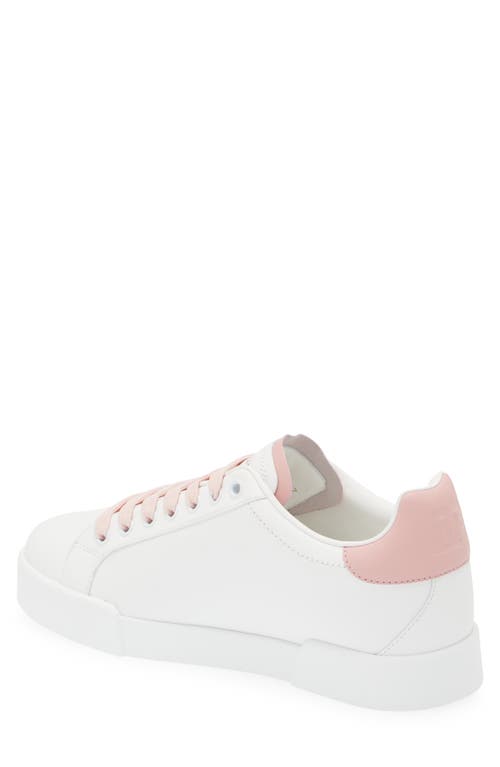 Dolce & Gabbana Portofino Low-top Leather Sneakers With Lateral Monogram In Pink