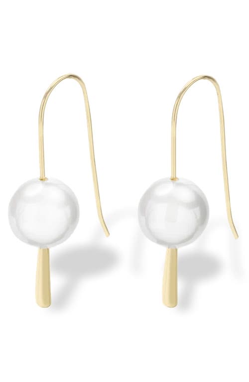 Imitation Pearl Threader Earrings in White Pearl/Gold