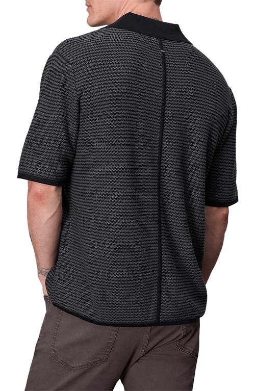 Rag & Bone Johnny Jacquard-knit Cotton-blend Polo Sweater In Shark Blue