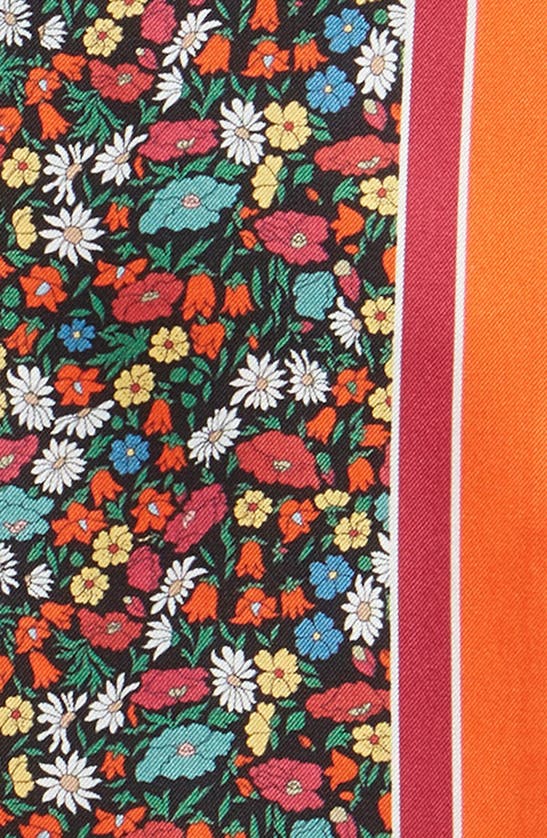 Shop Liberty London Poppy & Daisy Floral Silk Ribbon Scarf In Orange
