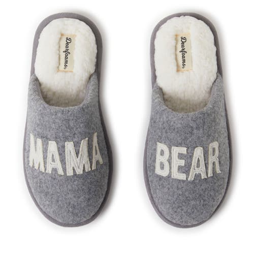 Dearfoams Carley Mama Bear Mom Scuff Slipper In Light Heather Grey