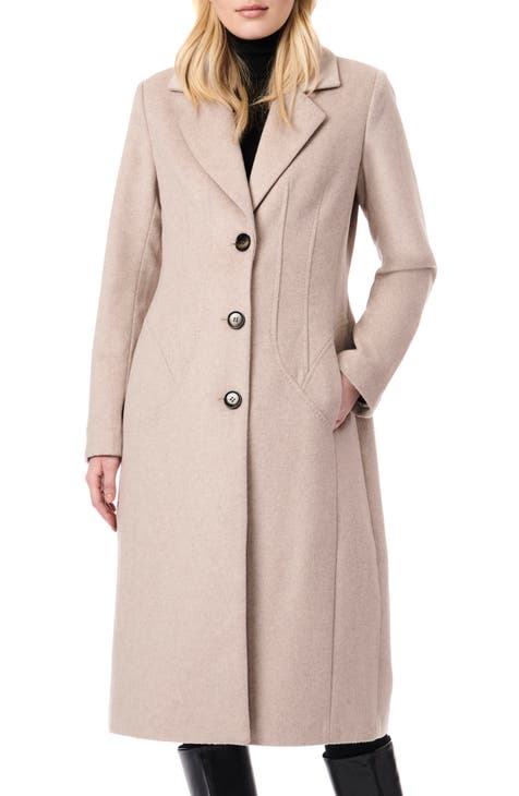 Women Short Coat Single Breasted Wool Cashmere Blend Button Jacket Outwear  Beige