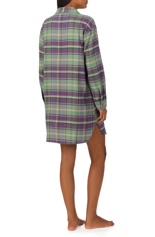 Shop Lauren Ralph Lauren Plaid Cotton Blend Herringbone Sleep Shirt In Multi Plaid