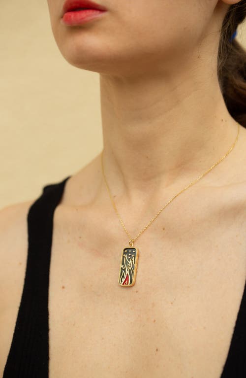 L'atelier Nawbar Elements Of Love Fire Pendant Necklace In Black Pearl/red Coral