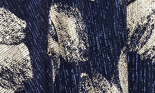 Shop Betsy & Adam Foil Print Sleeveless Gown In Navy/gold