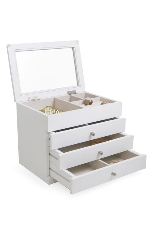 Bey-berk Wood Multilevel Jewelry Box In White