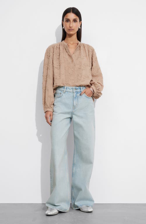 Shop & Other Stories Floral Appliqué Blouse In Beige Medium Dusty