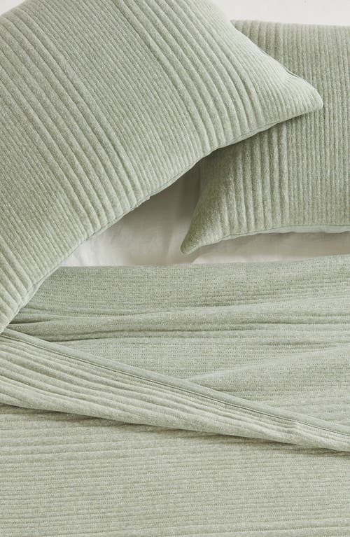 Woven & Weft Channel Stitch 3-piece Jersey Quilt Set In Heathered Eucalyptus