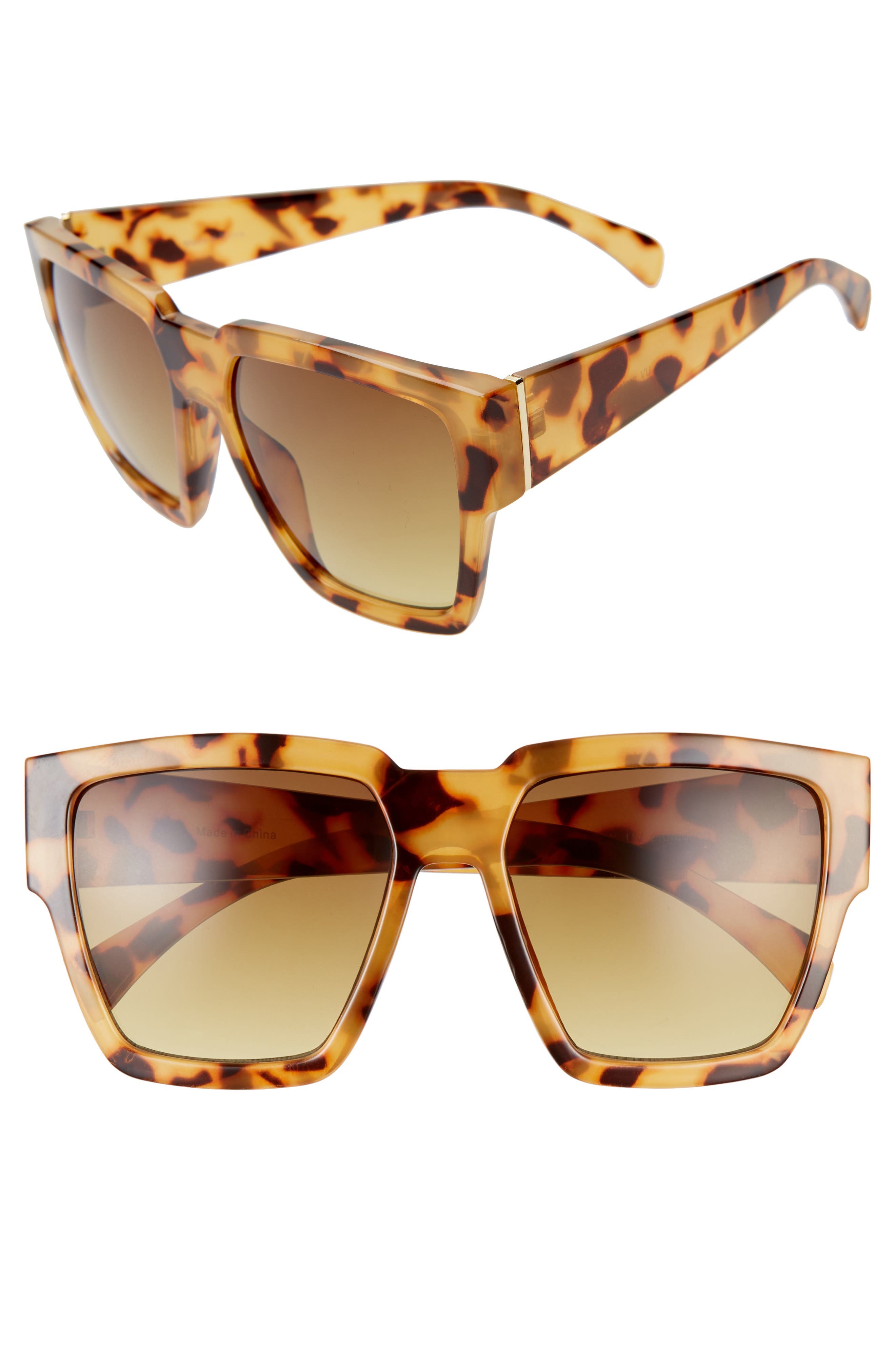  55mm Gradient Square Sunglasses, Main, color, YELLOW/ TORTOISE