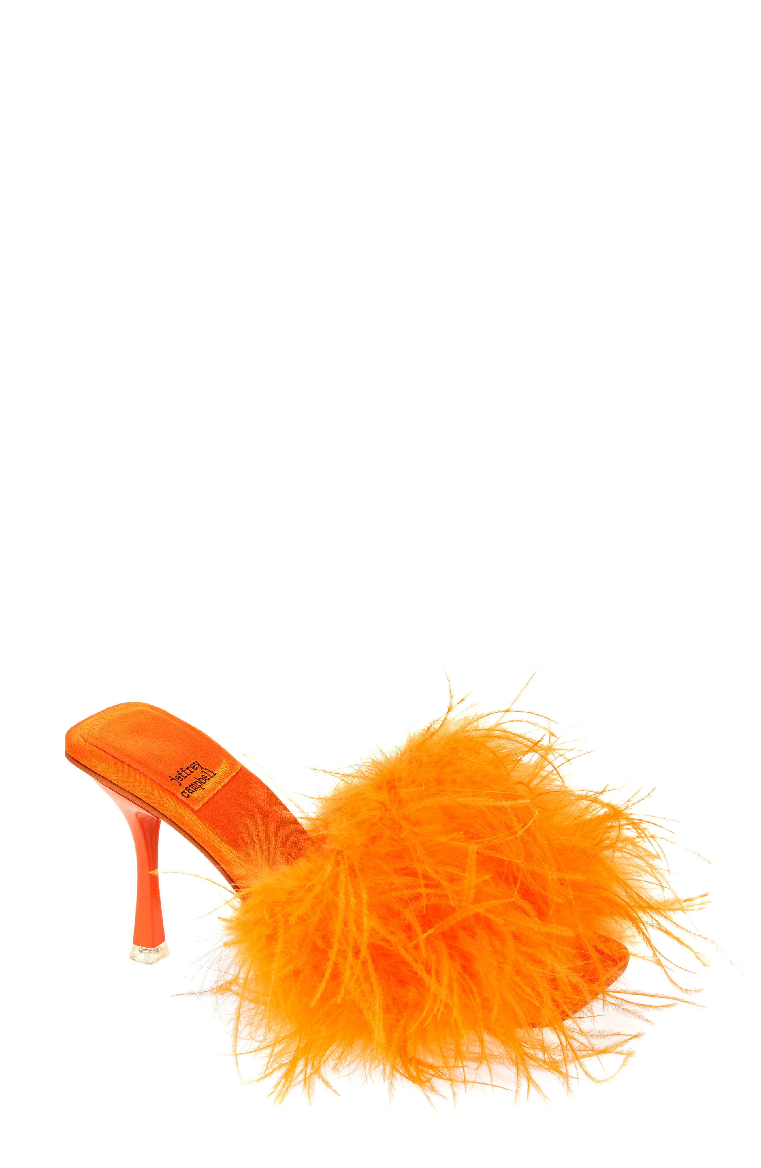 orange fluffy heels