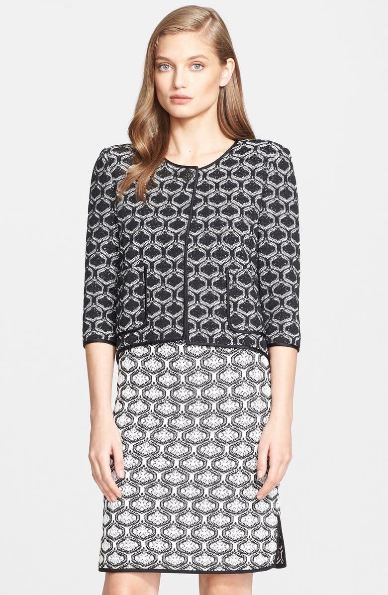 St. John Collection Rib Knit & Tapestry Knit Dress Nordstrom