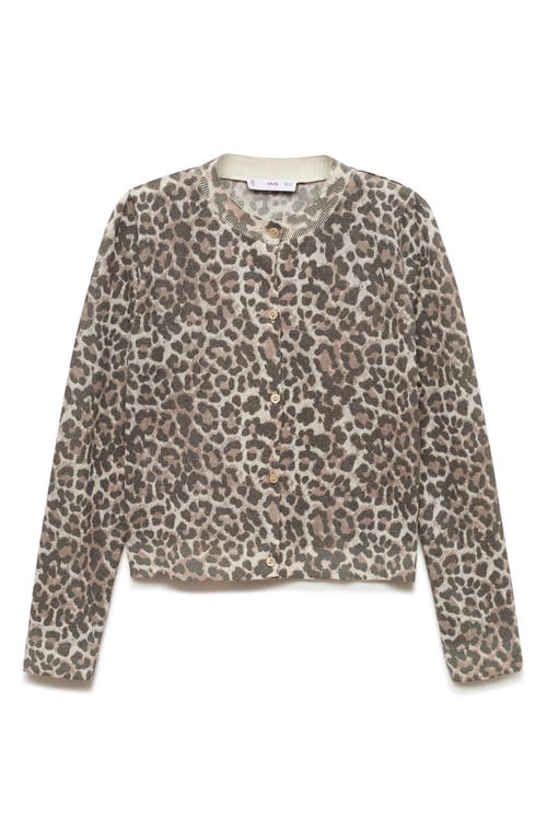 Shop Mango Leopard Print Cardigan In Medium Brown