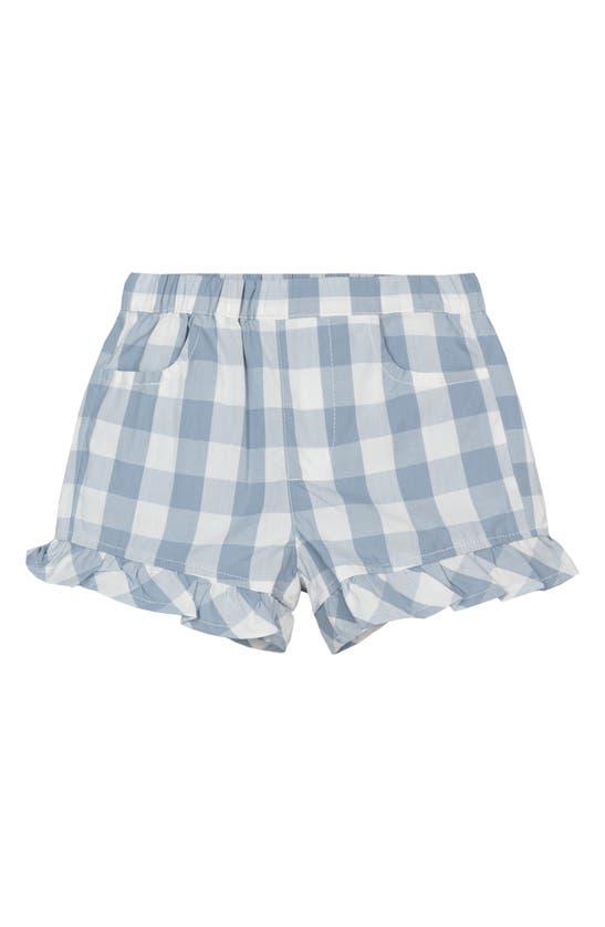 Shop Miles The Label Kids' Check Organic Cotton Shorts In Blue Dusty