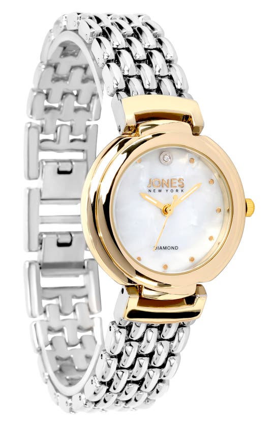 Shop I Touch Two-tone Diamond Mother Of Pearl Bracelet Watch, 32mm In Silver