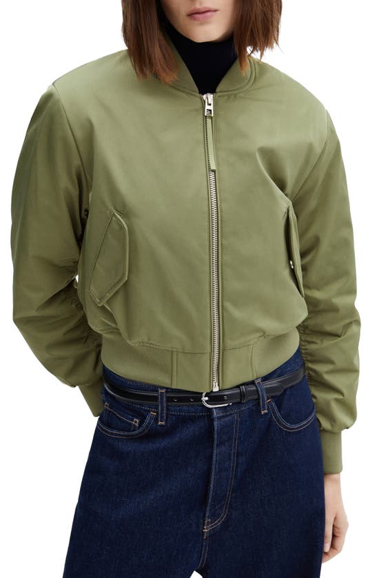 Shop Mango Oversize Bomber Jacket In Khaki