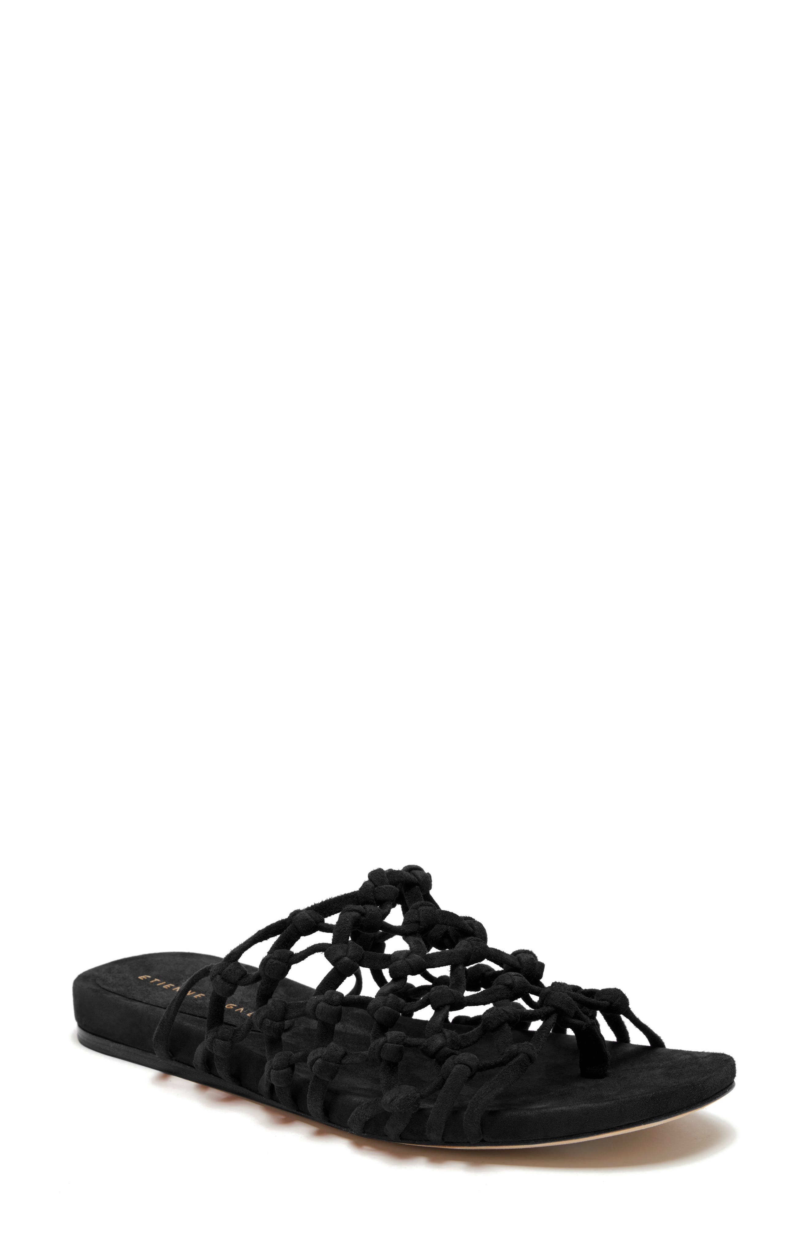 black strappy slides