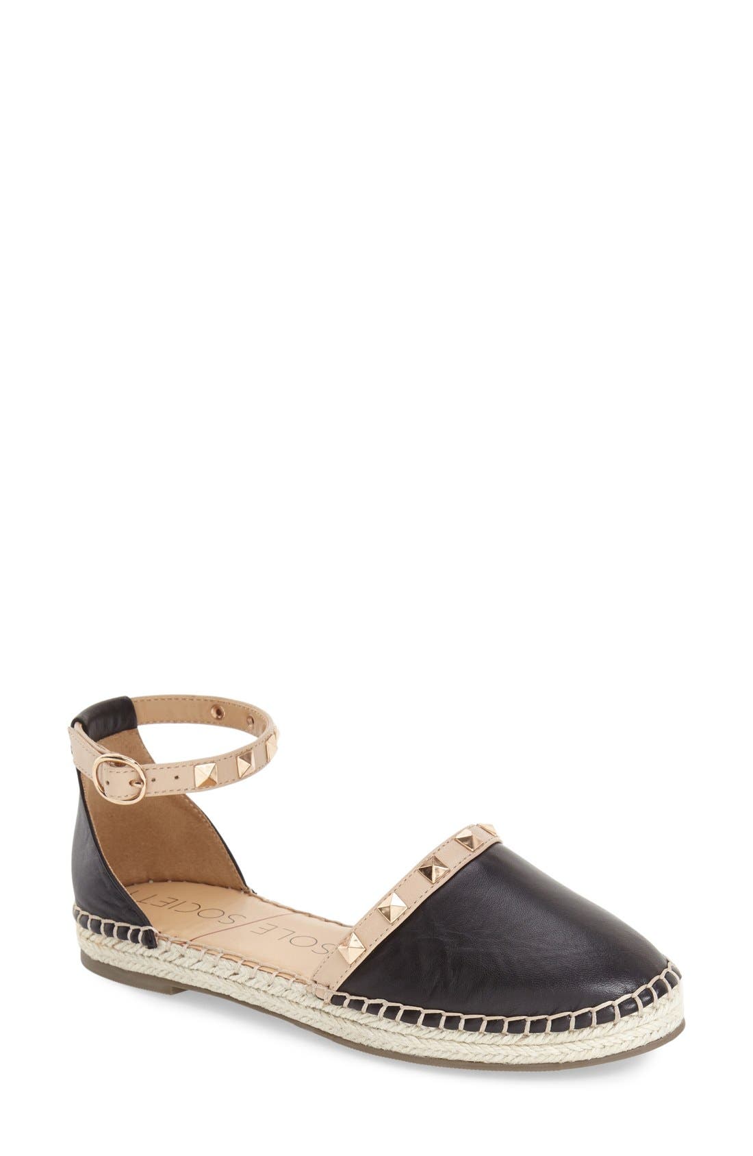 studded ankle strap espadrilles