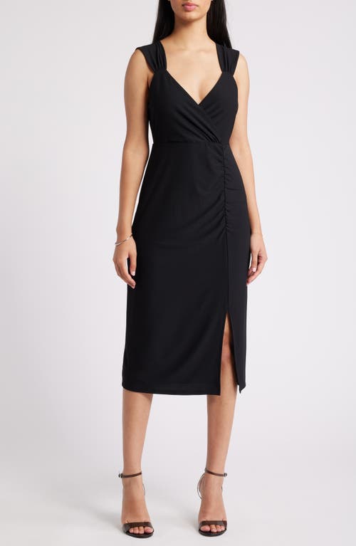 Chelsea28 Gathered Jersey Dress in Black 