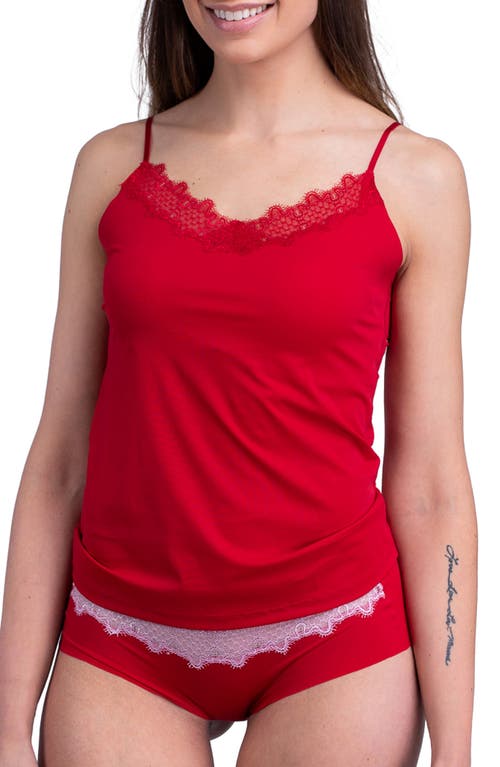 Happy Seamless Lace Trim Camisole in Jester Red