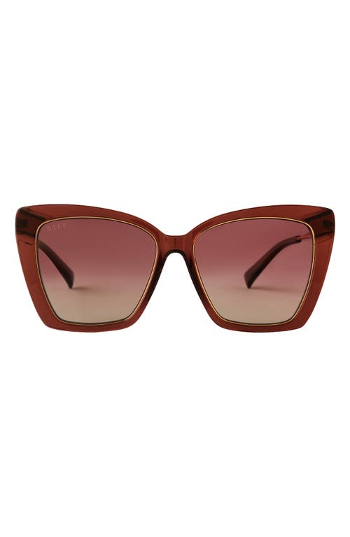 DIFF Becky IV 56mm Polarized Cat Eye Sunglasses in Deep Amber /Terracotta