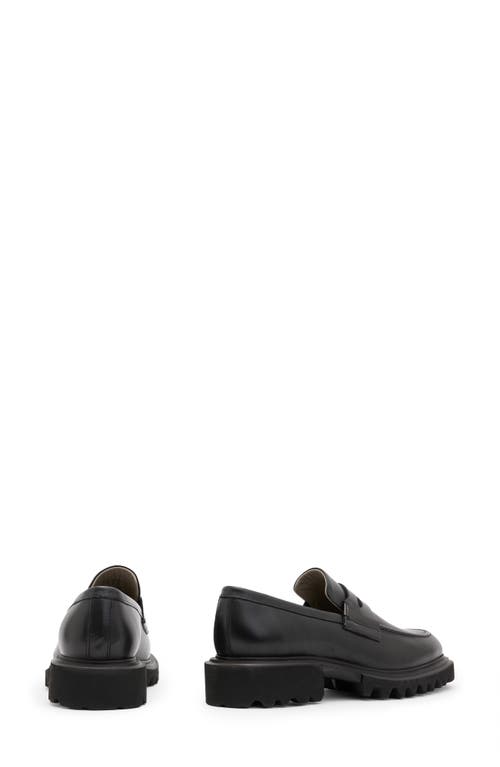 Shop Allsaints Lola Lug Sole Penny Loafer In Black