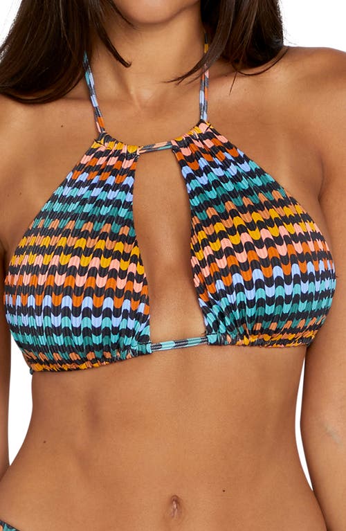 Dazed Beach Halter Neck Bikini Top in Blue Multi