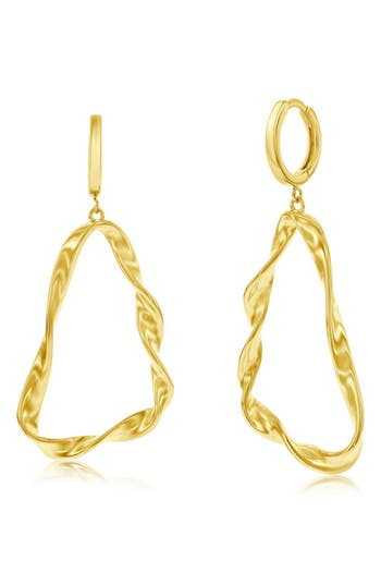 Shop Simona 14k Gold Plated Sterling Silver Twisted Triangle Drop Huggie Hoop Earrings