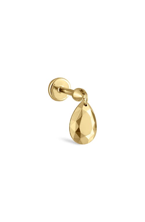 Maria Tash Faceted Pear Single Threaded Drop Earring in Yellow Gold 