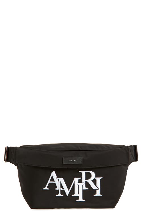 Staggered Logo Nylon Belt Bag in Black