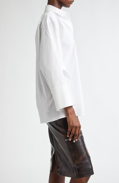 Michael Kors Spiral Sleeve Cotton Stretch Poplin Button-up Shirt In Optic White