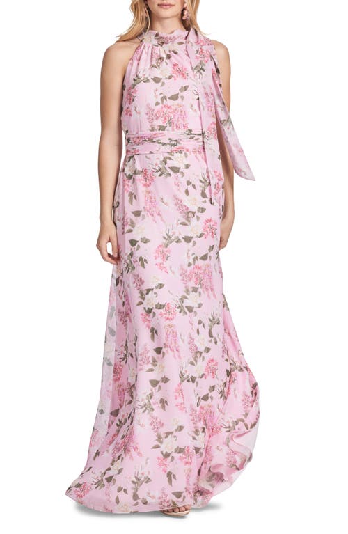 Sachin & Babi Kayla Floral Halter Gown Pink Pearl Wisteria at Nordstrom,