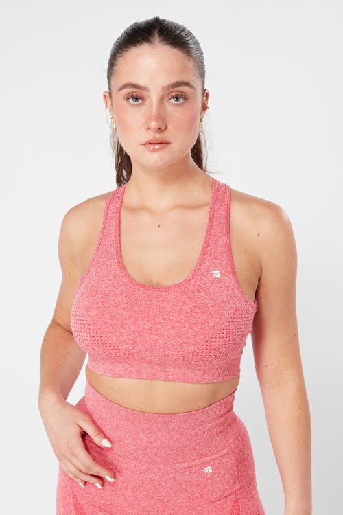 Shop Twill Active Recycled Seamless Marl Laser Cut Sports Bra In Pink