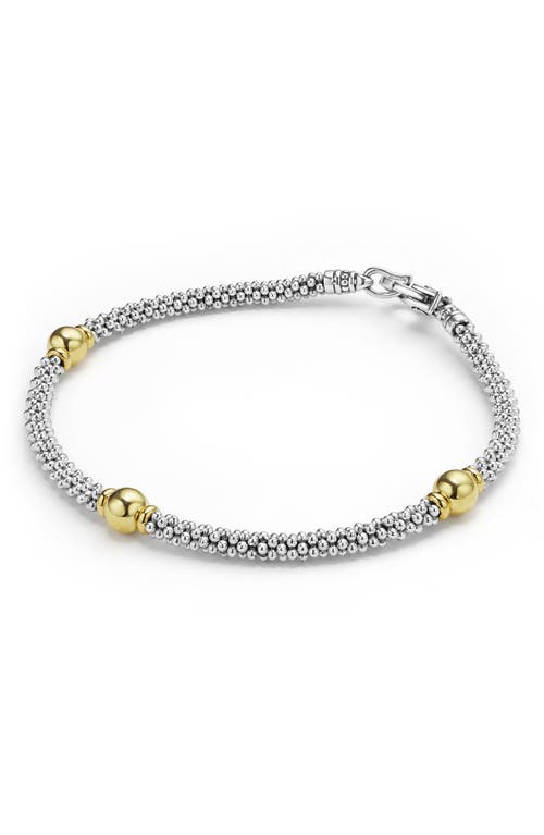 Lagos Signature Caviar Beaded Station Bracelet In Two-tone