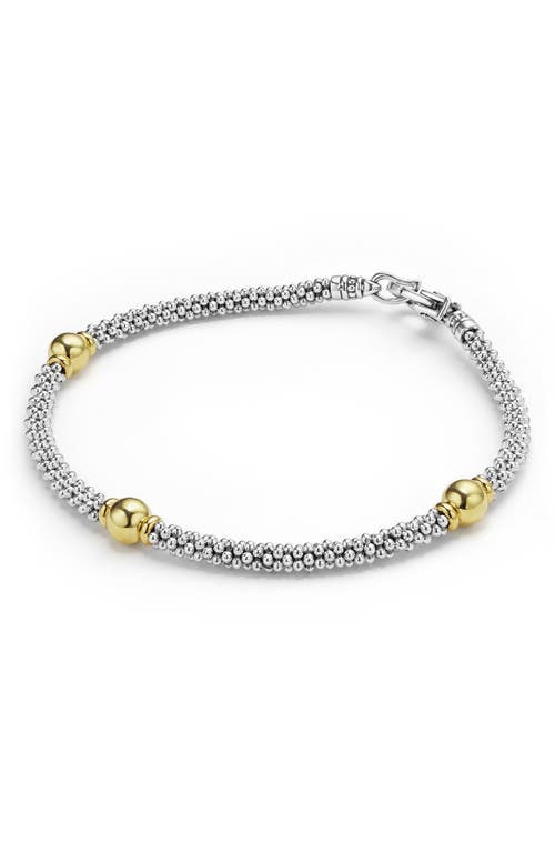 Shop Lagos Signature Caviar Beaded Station Bracelet In Two-tone