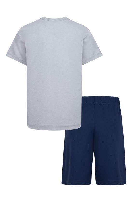 Shop 3 Brand Kids' Dri-fit Wordmark Logo T-shirt & Shorts Set In Light Gray Heather