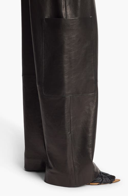 Shop Khaite The Caiton Wide Leg Leather Cargo Pants In Black