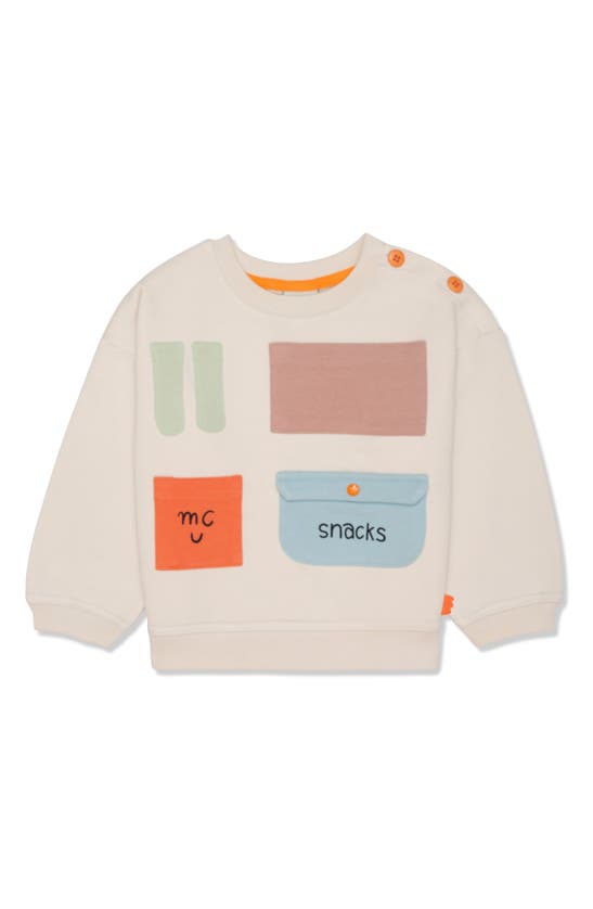 Shop Mon Coeur Kids' Graphic Pocket Sweatshirt In Natural