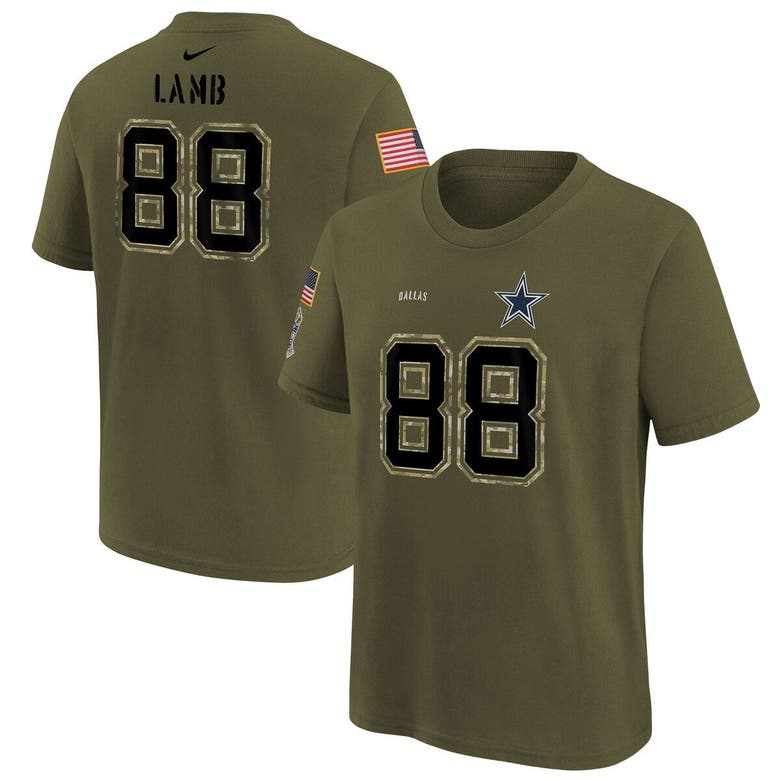 Nike Kids' Youth  Ceedee Lamb Olive Dallas Cowboys 2022 Salute To Service Name & Number T-shirt