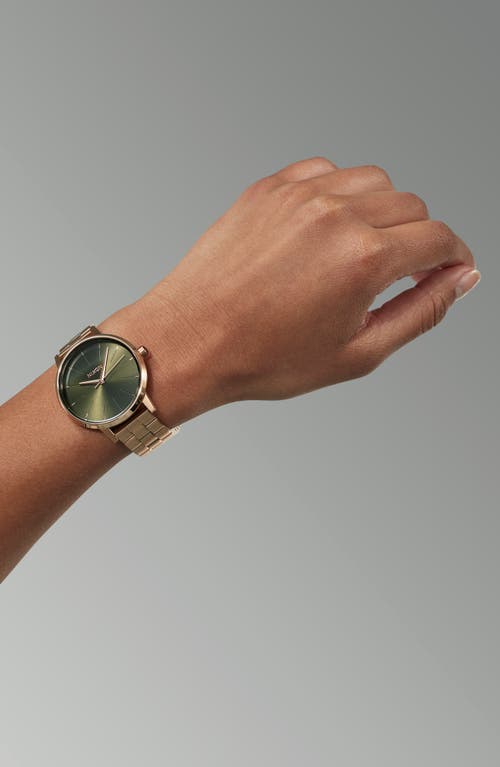 Shop Nixon The Kensington Bracelet Watch, 37mm In Rose Gold/olive Sunray