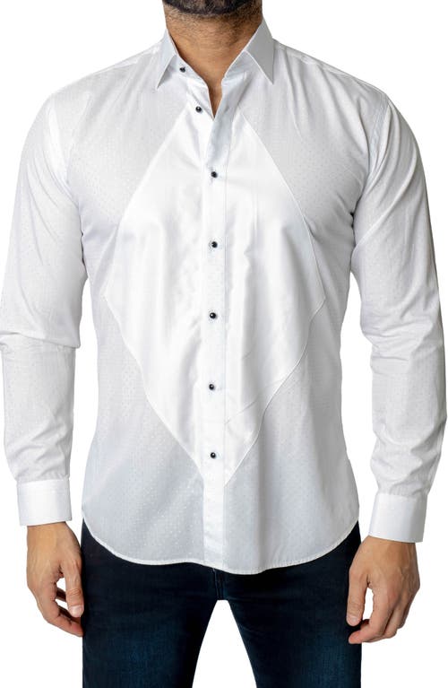 Maceoo Fibonacci Regular Fit Dot Print Cotton Button-Up Shirt White at Nordstrom,